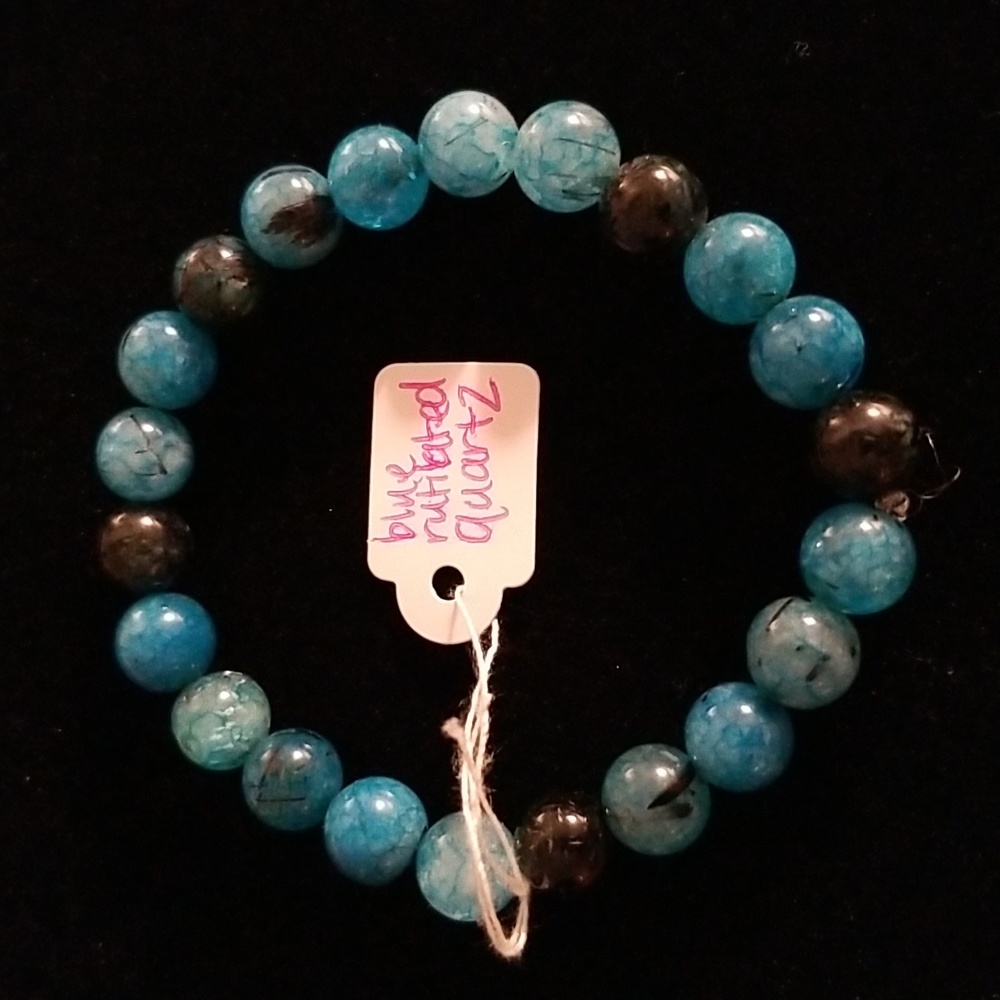 Artisan Crafted Blue Rutilated Quartz Stretch Bracelet